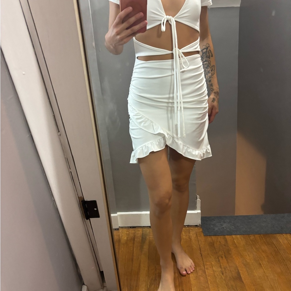 SHEIN White Cutout Midi Dress